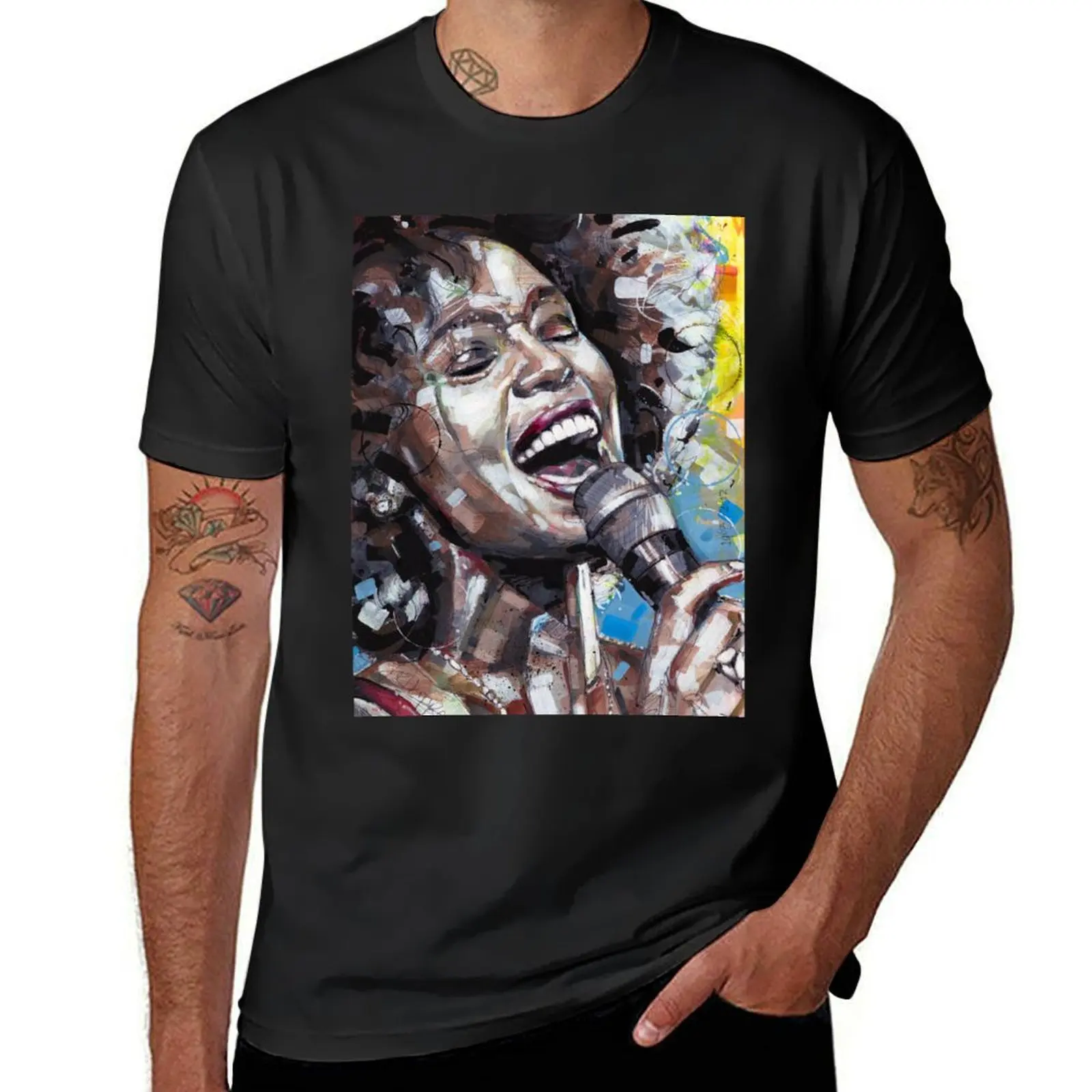 Whitney Houston painting T-Shirt summer tops sports fans Short sleeve tee men