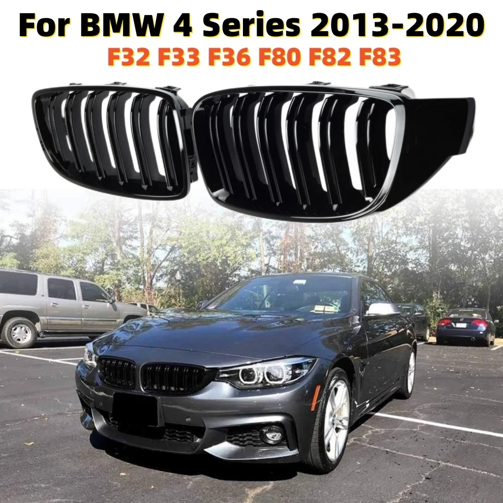 

F32 2-slat Black Kidney Grille for BMW 4 Series F33 F36 M3 F80 M4 F82 F83 Replacement Front Bumper Mesh Grills 2013-2020