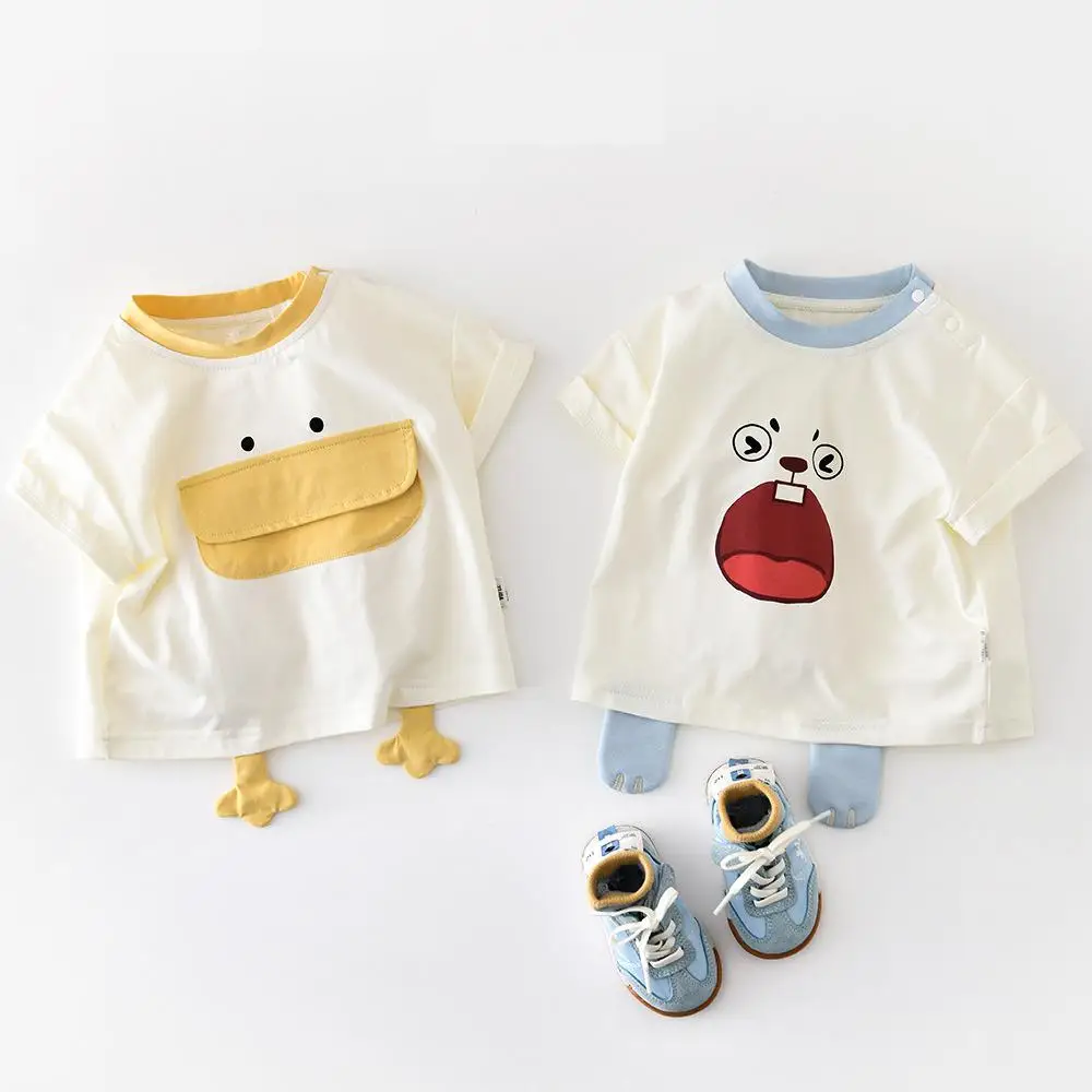 

2026 Summer New Baby Short Sleeve T Shirts Infant Girls Cute Cartoon Print Tee Boys Cotton Tops Toddler T Shirts Kids Clothes