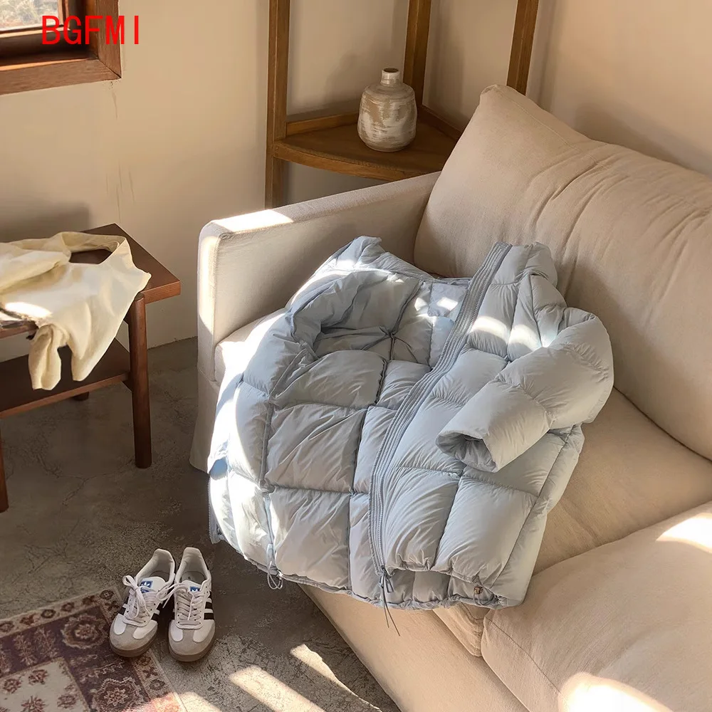 معطف شتوي جديد لعام 2025 للفتيات الكبيرات مبطن بالقطن سترات عصرية غير رسمية سميكة وردي وأزرق بلون سادة مع قلنسوة من القطن من 4 إلى 14 سنة #3