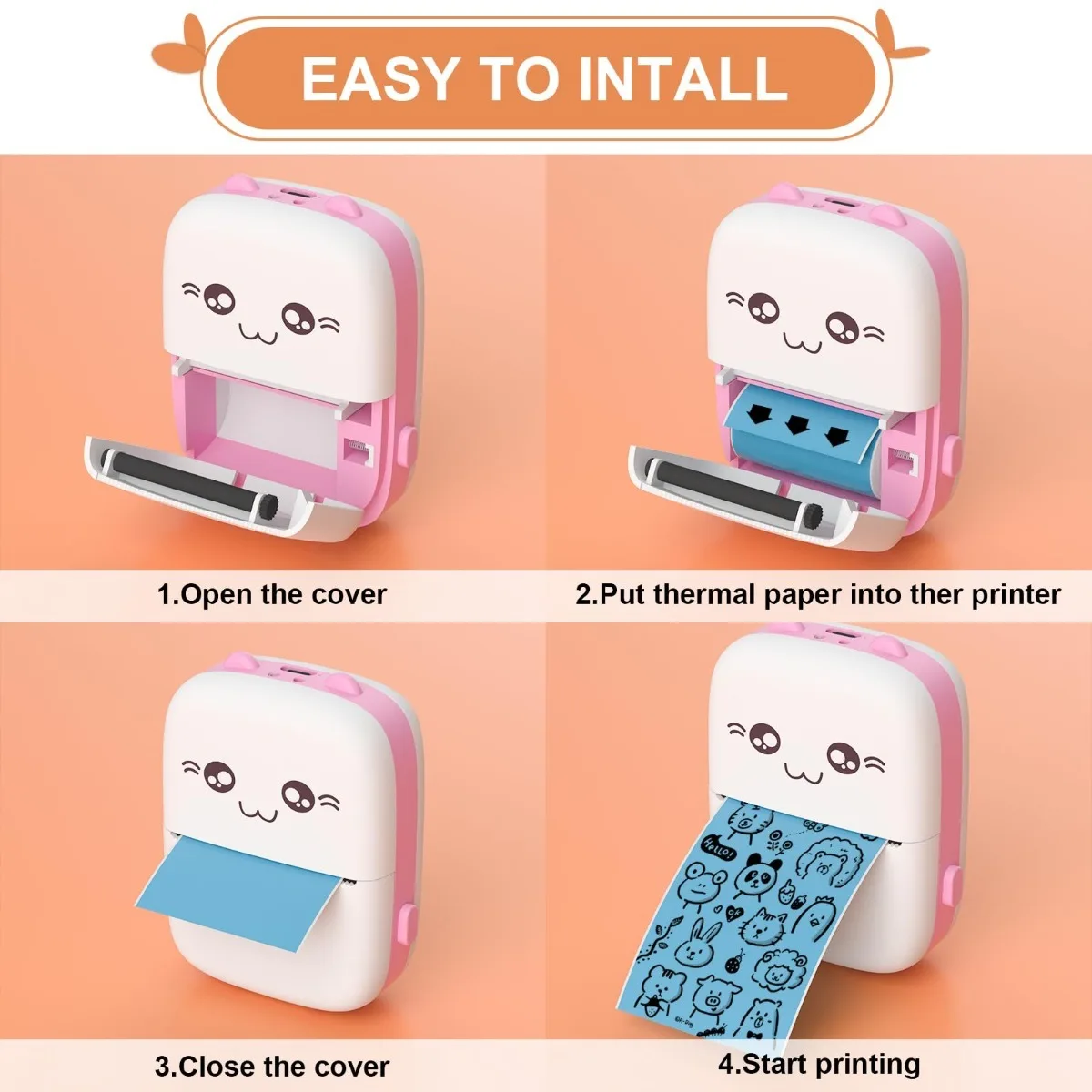 Rotoli di ricarica termica per fotocamera per bambini: carta adesiva senza BPA 57x30 mm (Yel/Blu/Rosa)