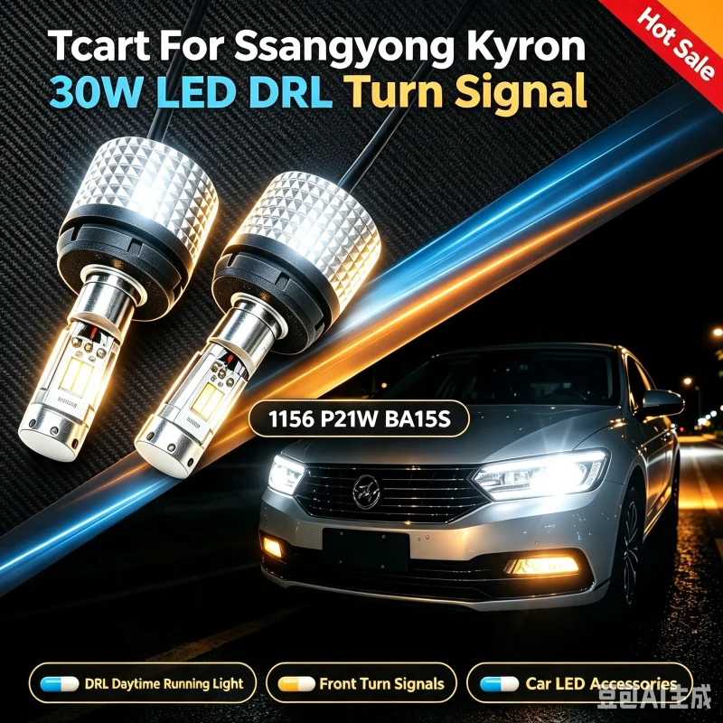 Tcart For Ssangyong Kyron Action Car Interior Accessories 30w 1156 P21W BA15S Led DRL Daytime Running Light Front Turn Signals