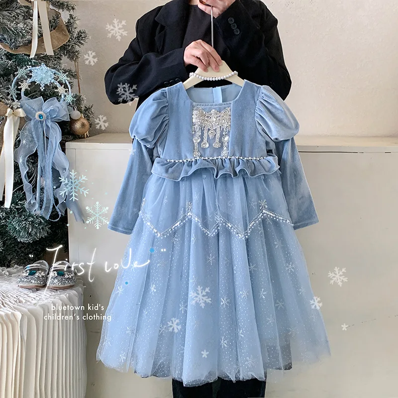 Princess Dress 2026 Elegant New Fall Girls Stunning Puffy Skirt Birthday Girls Cosplay Party New Dress