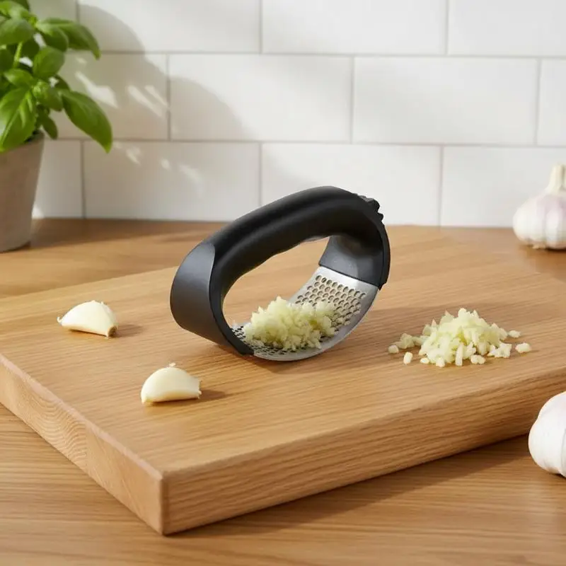 Garlic Press Rocker Steel Garlic Mincer Garlic Crusher Easy-Squeeze Tool