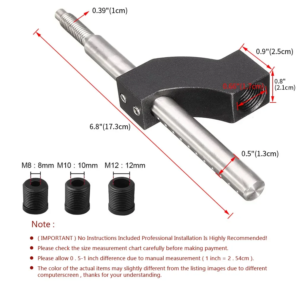 Universal Car Shift Knob Mod Aluminum Single Bend Adjustable Height Gear Shifter Lever Extender with Adapters