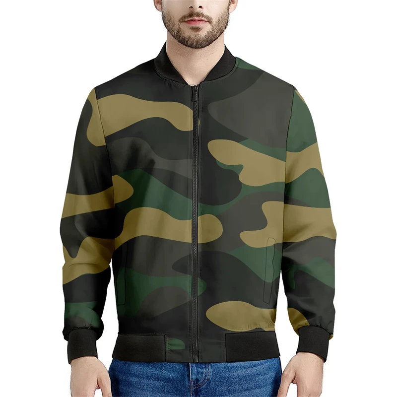 Vintage Camouflage Pattern Jackets Fashion Casual Spring Autumn Long Sleeve 3D Printed Coats Simple Oversized Mens Sweatshirts