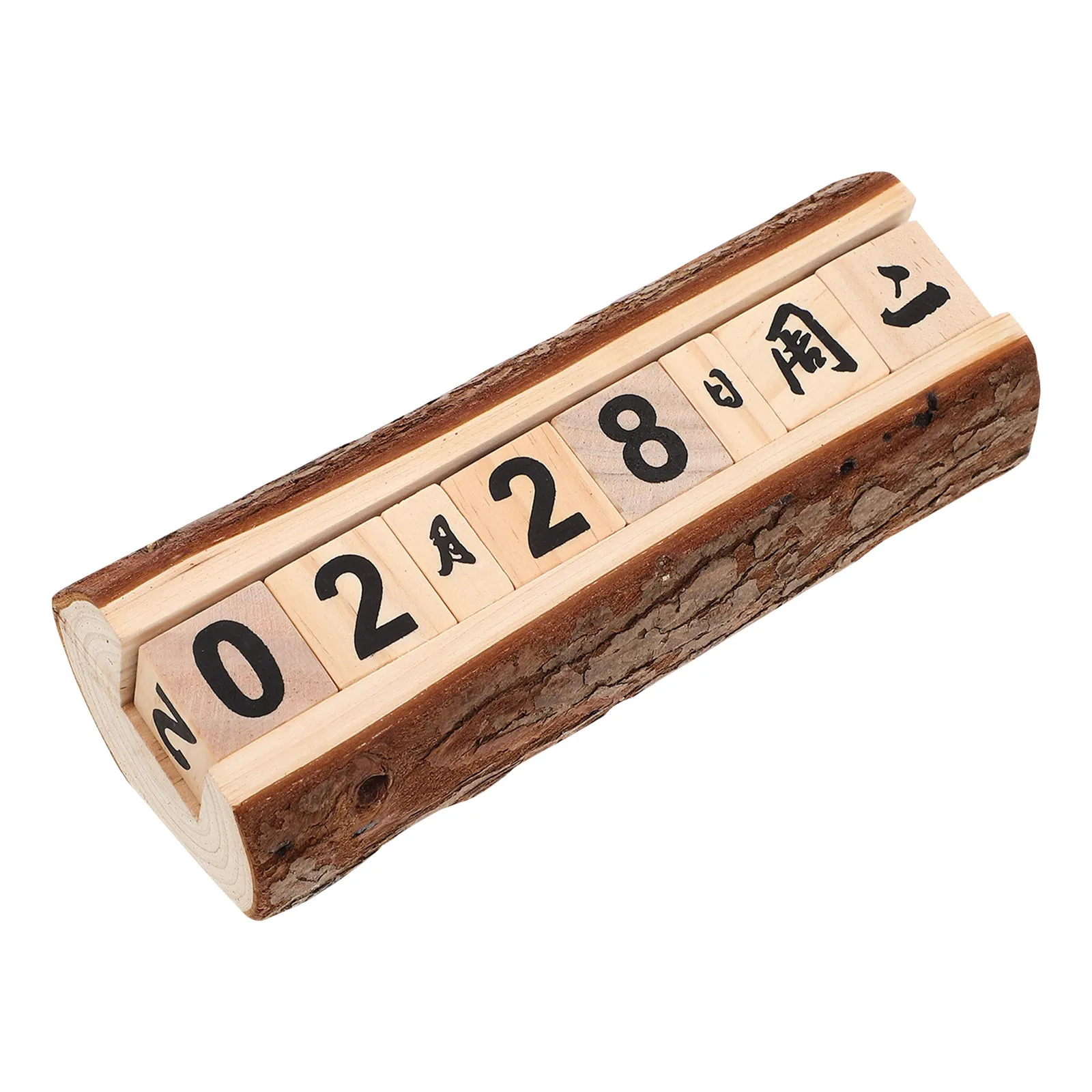 

Desktop Wooden Calendar Block Set Natural Wood Grain Rustic Style Adjustable Day Month Display for Desk Kitchen Living Room Home