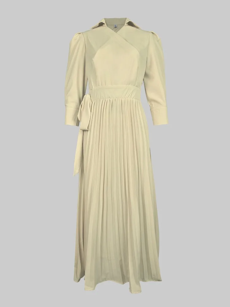 فساتين نسائية طويلة من Gymystars وفستان قميص أبيض للسفر، تنورة جديدة غير رسمية غير متماثلة بطيات وطية صدر السترة، رداء أنيق للحفلات النسائية