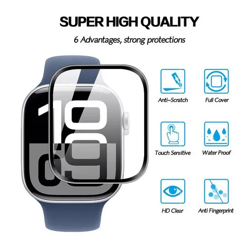 Soft TPU Film and PMMA Screen Protector For Apple Watch Series 10 42mm 46mm iwatch cover