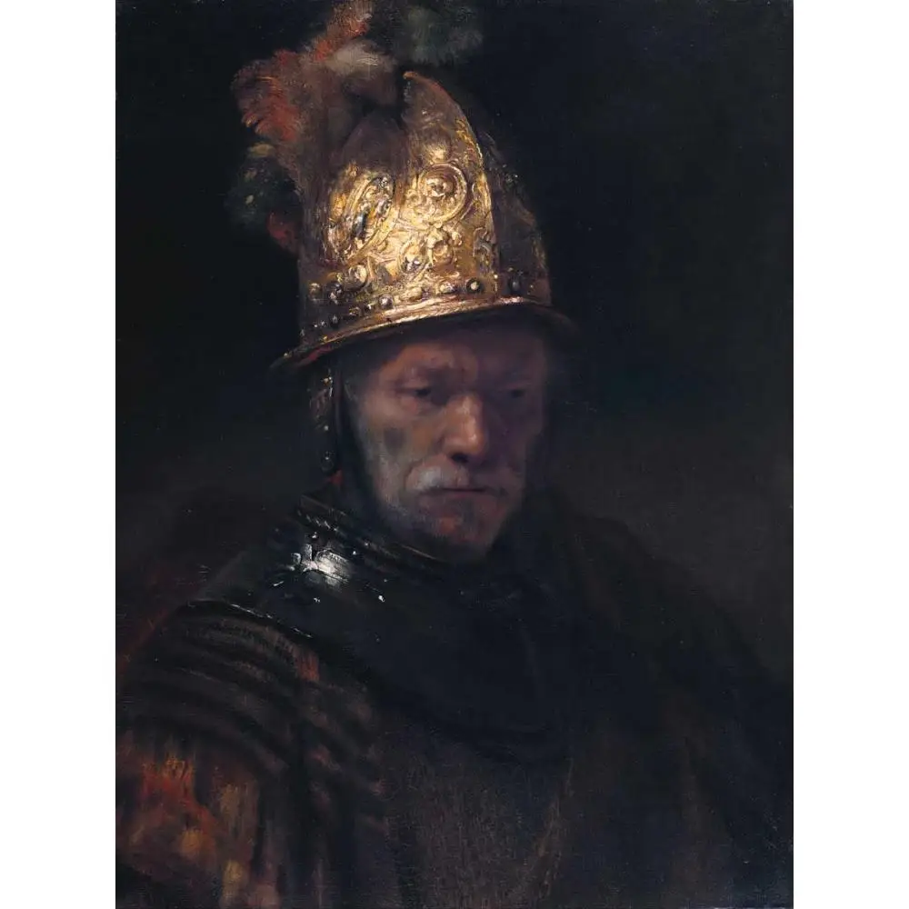 

Canvas Art Portrait Man with Helmet Handmade Rembrandt van Rijn Oil Painting Artwork High Quality Classical Office Wall Decor