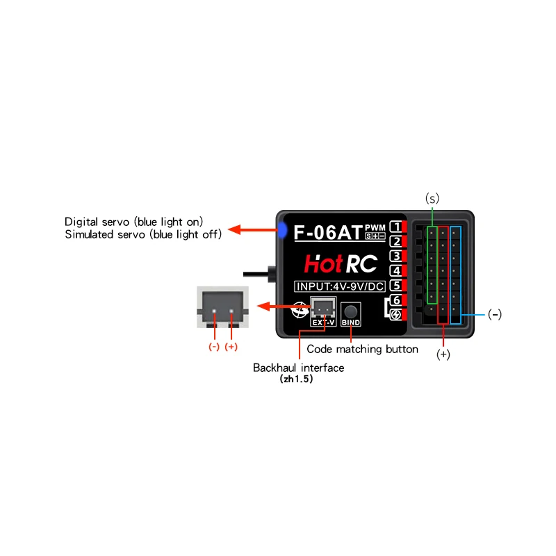 Hotrc 4/6/8/10CH 2.4GHz RC Receiver F-06AT F-08AT F-01AT F-10A RX F11 Gyro for CT-6A CT-10B HT-10A DS650 RC Radio Transmitter