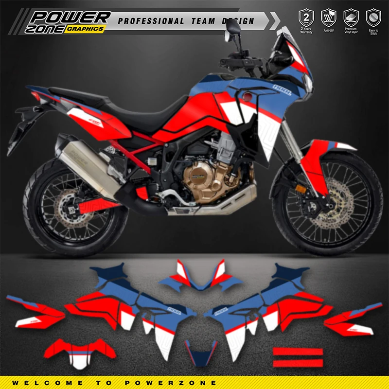 PowerZone Custom Team Graphics Backgrounds Decals Stickers Kit For Honda AFRICA TWIN CRF 1100L 2020 2021 2022 004