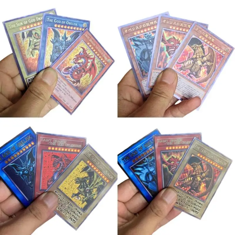 Yu-Gi-Oh Steel plate card 25th Egyptian God Comic version DIY Metal Flash Series Anime Game Collection Action Toy Figures Gifts