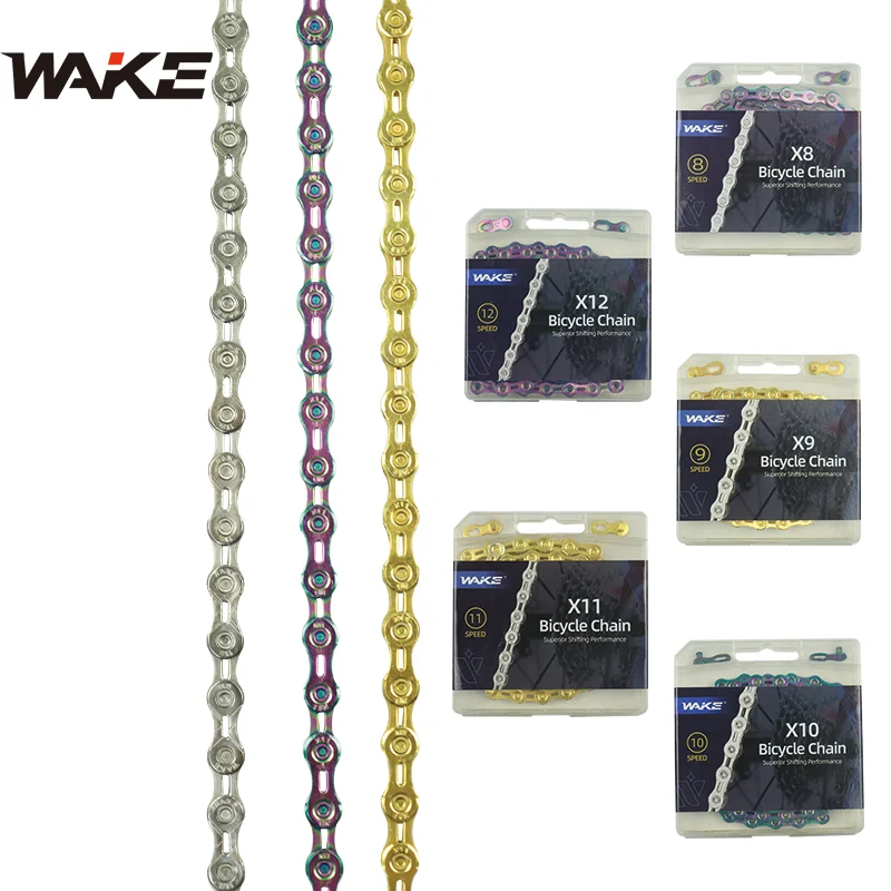 Wake MTB Mountain Bike Chain 116L 11S Speed Carbon Steel Gold Colorful Ultralight Road Bicycle Chain for Cycling