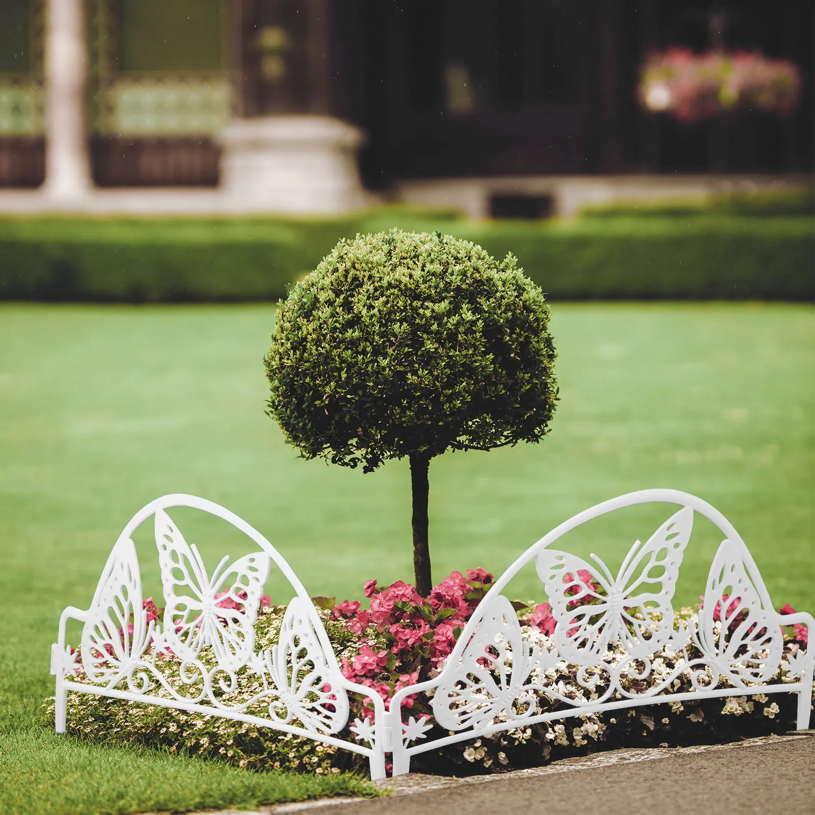 4Pcs Plastic Garden Fence Decorative Landscape Border Fence for Yard Patio Outdoor Use Elegant Natural Garden Edging Ornament