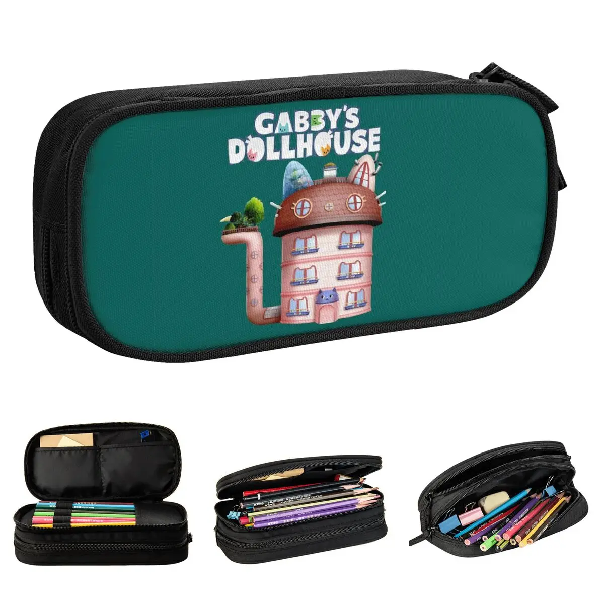 Gabbys Dollhouse Baby Box Pencil Case Creative Cute Kids Pen Box Bag Girl Boy Big Capacity School Supplies Gifts Pencil Pouch