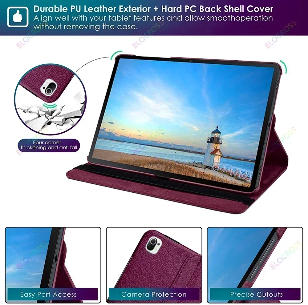 Rotating Case for Xiaomi Pad 5/Pad 6 11" Redmi Pad 10.6" Redmi Pad SE 11",PU Leather Stand Magnetic Protective Cover Funda