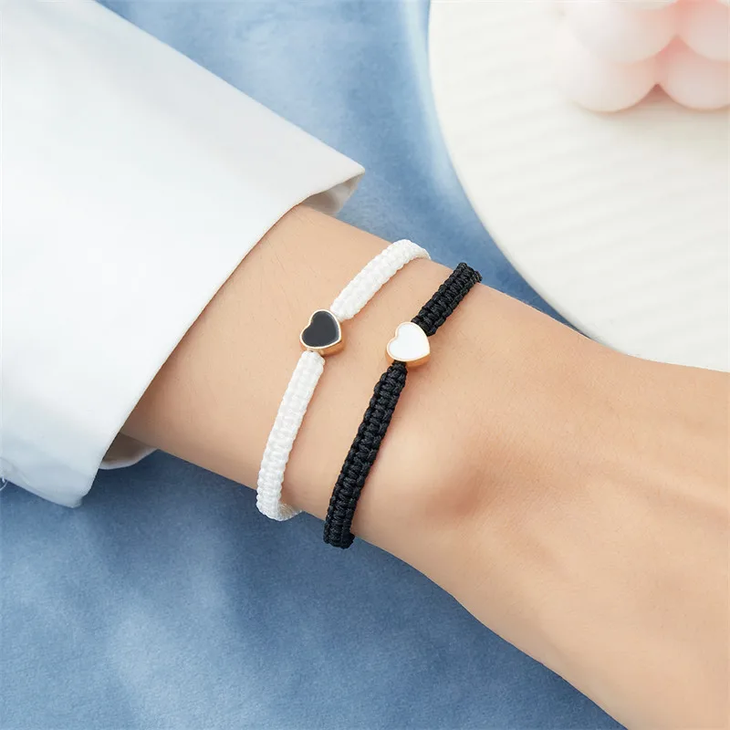 2er-Set mit farbenfrohen, herzförmigen, passenden Armbändern für Paare, Freundschaften, trendige Paar-Armbänder, Jahrestagsgeschenke zum Valentinstag – Detail 17