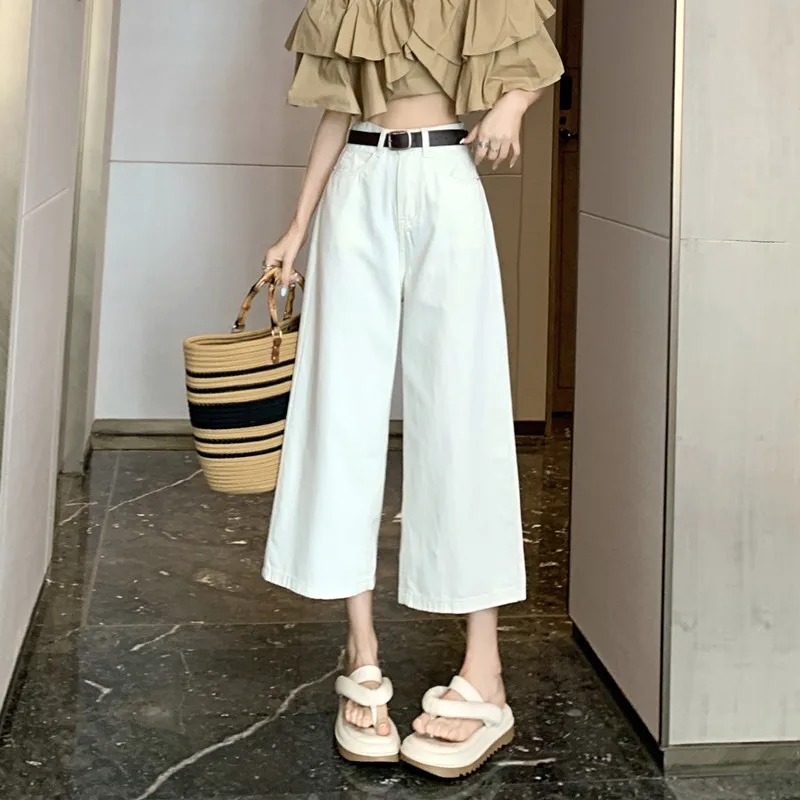 

GUUZYUVIZ White Casual Loose Jean Shorts For Women Harajuk Summer Korean Fashion High Waist Denim Wide Leg Short Pants Baggy