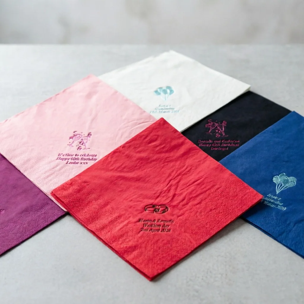 50pcs Personalised 3-Ply Napkins / Serviettes, Quality Wedding, Birthday & Anniversary Party Decor