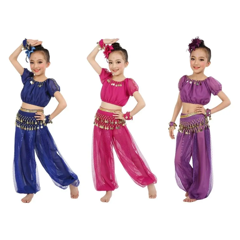 2Pcs/Set Fashion Sequins Belly Dance Costumes Professional Beautiful Dance Top Pants Elegant Cha Cha Stage Costume Show Costumes