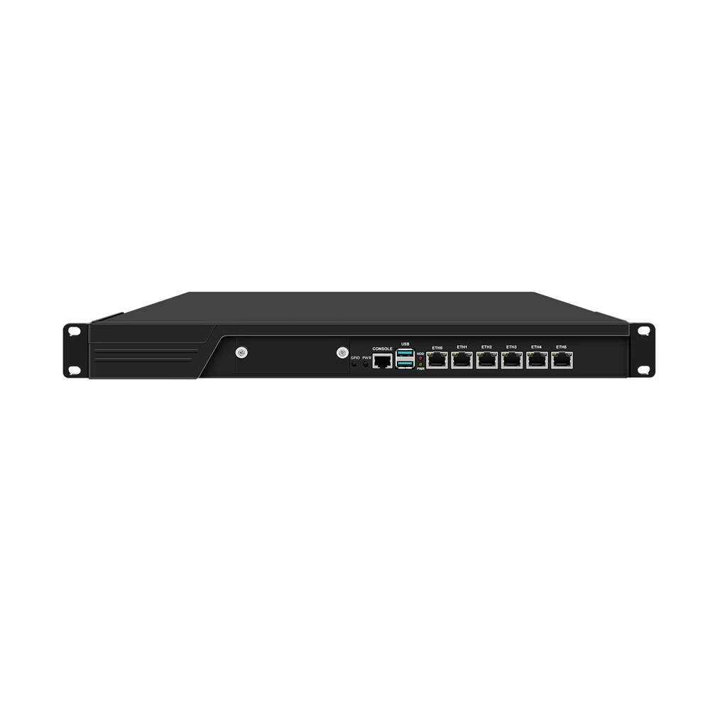 HUNSN 1U Rack Firewall Appliance with Redundancy Power Supply,PFSense,Mikrotik,I3/I5/I7,RJ65,6LAN,OPNsense,VPN,Support 19-24V DC