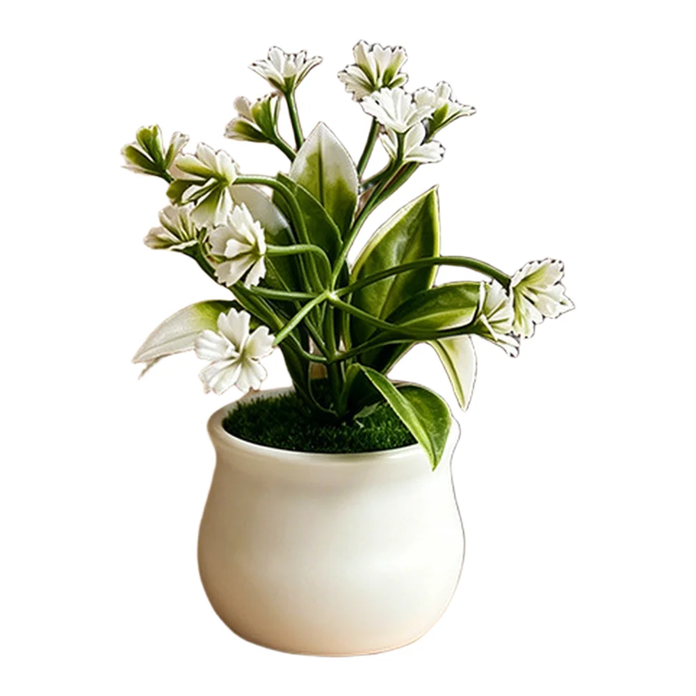 Miniature Artificial Potted Plant for Office Desk Home Cafe Tabletop Wedding Decor Soft Rubber Realistic Detail