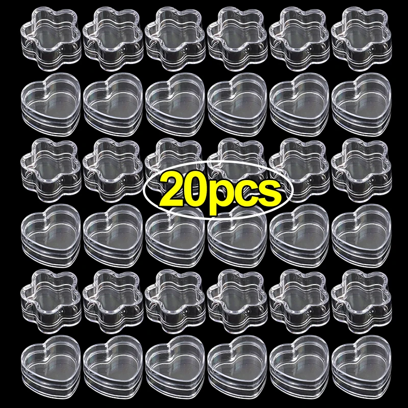 1/20pcs Mini Transparent Plastic Storage Box Acrylic Heart Boxes Pill Moisture-proof Small Case DIY Jewelry Portable Packaging