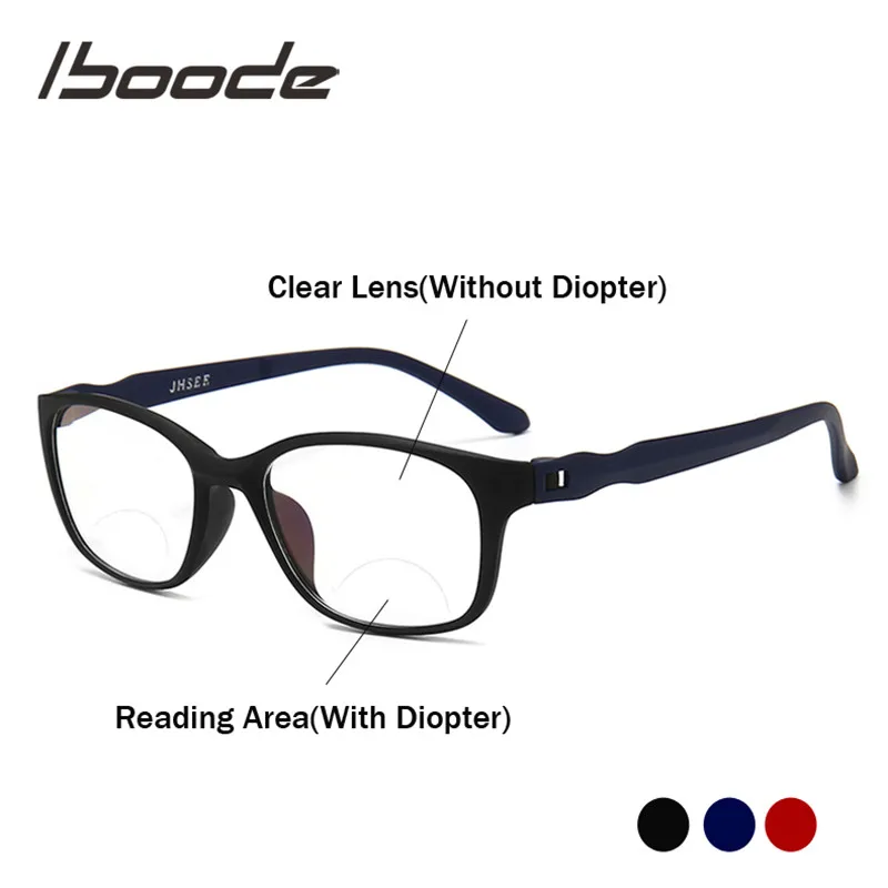 

iboode Bifocal Reading Glasses Men Anti Blue Rays Presbyopia Eyeglasses Antifatigue Computer Eyewear +1.5 +2.0 +2.5 +3.0 +3.5 +4