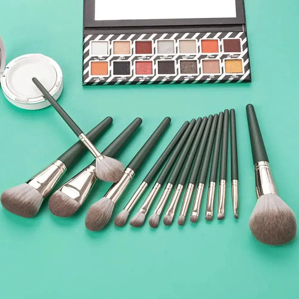 Makeup Brush Set 14 Pcs Synthetic Foundation Powder Eye shadows case Cosmetic Brushes Makeup Blush with Concealers W0X8