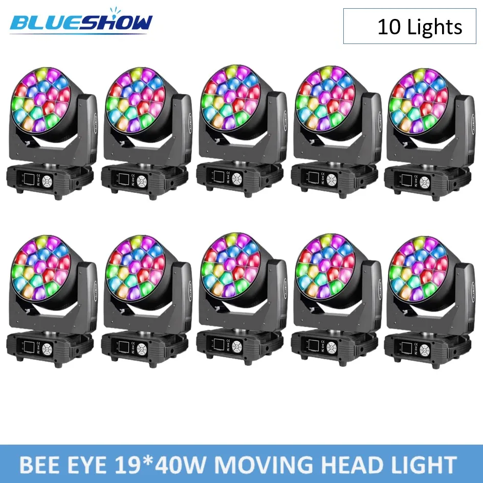 1~10pcs LED Wash Zoom Big Bee Eye 19x40w Moving Head RGBW 4in1 LED Beam Light Flightcase 19x15w Bee Eye Stage Lights