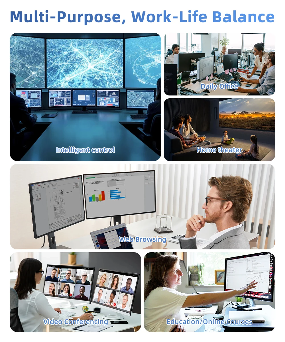 YCTipc Alder Lake N150 Mini PC Windows 11 Pro WiFi5 BT4.2 DDR4 16GB RAM 512GB NVMe SSD RJ45 Desktop Office