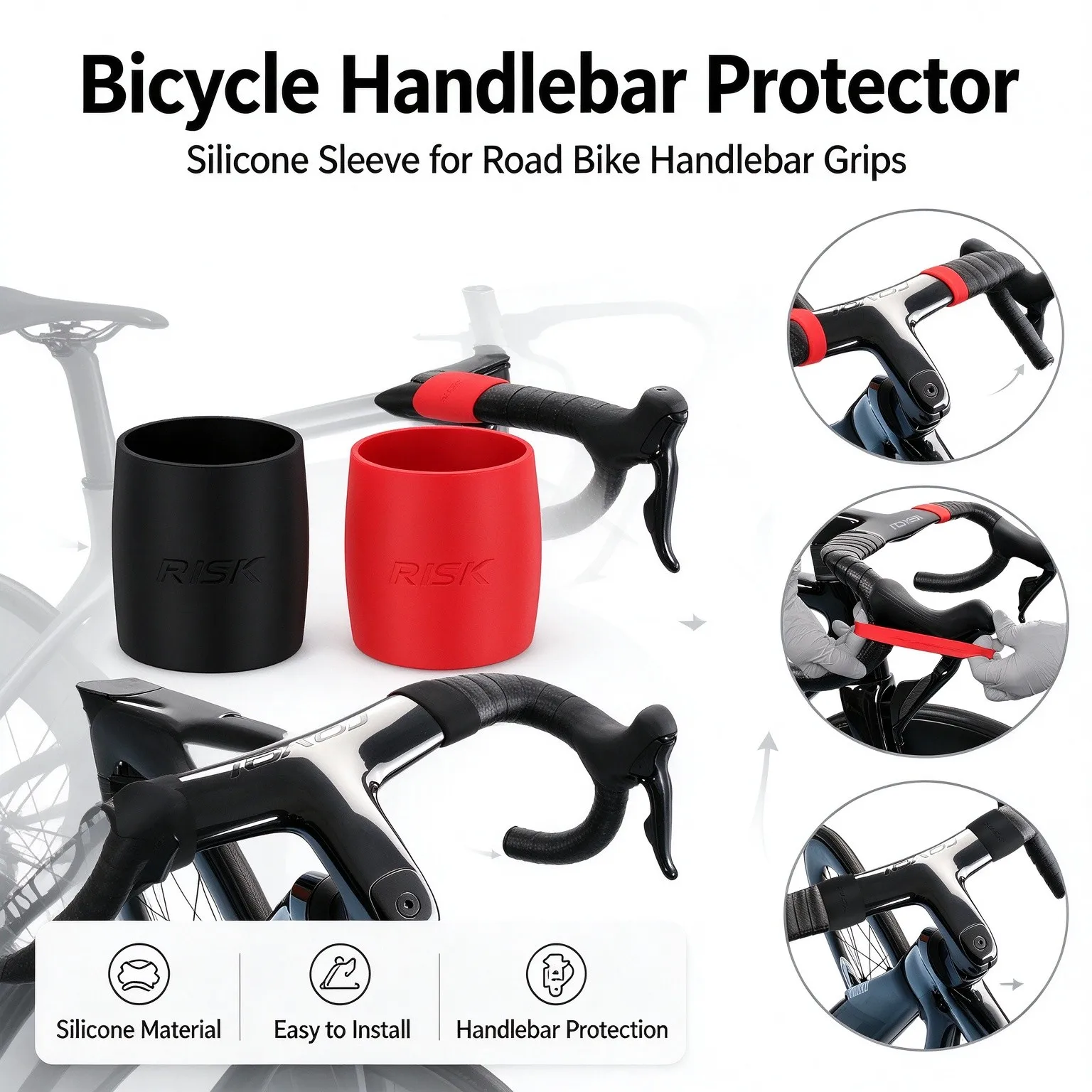 Bike Bar Tape Rings 2 Pieces Elastic Fasteners Anti Slip Stretchable Fixing Loop Easy Installation Road Bike Cycling Accessories