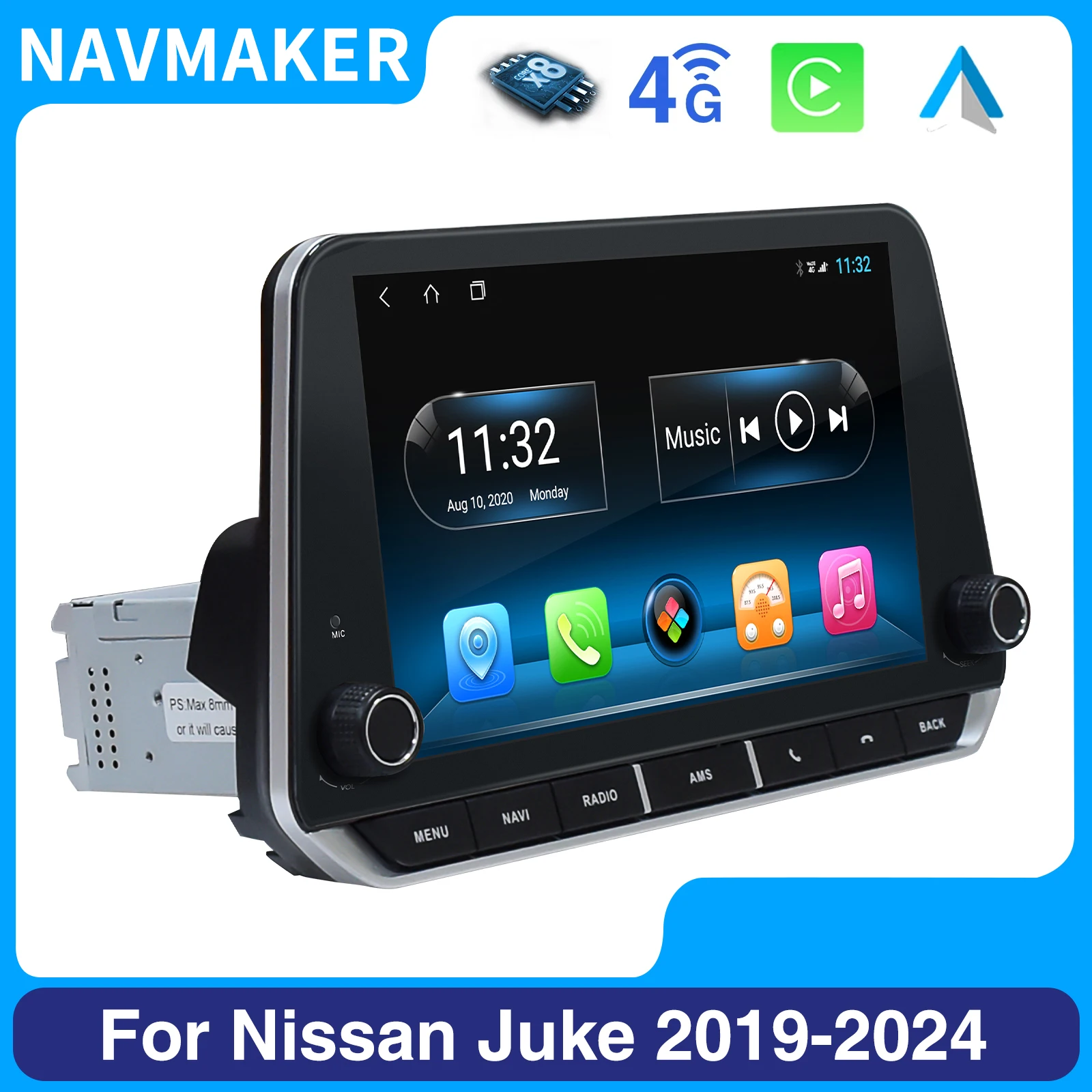 Car Radio for Nissan Juke Android Head unit 2019-2024 with carplay android auto 1din 9inch DVD navigation Screen