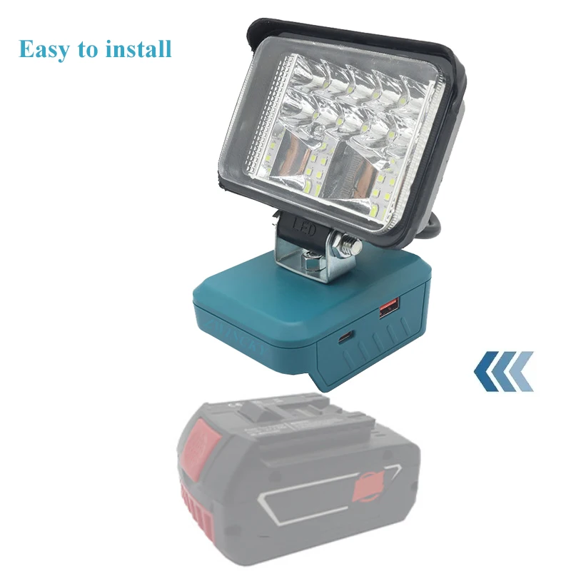 Portable LED Working Light for Bosch 14.4V 18V Li Ion Battery BAT618 for Outdoor Camping Fishing Hiking Emergency Car Repairing