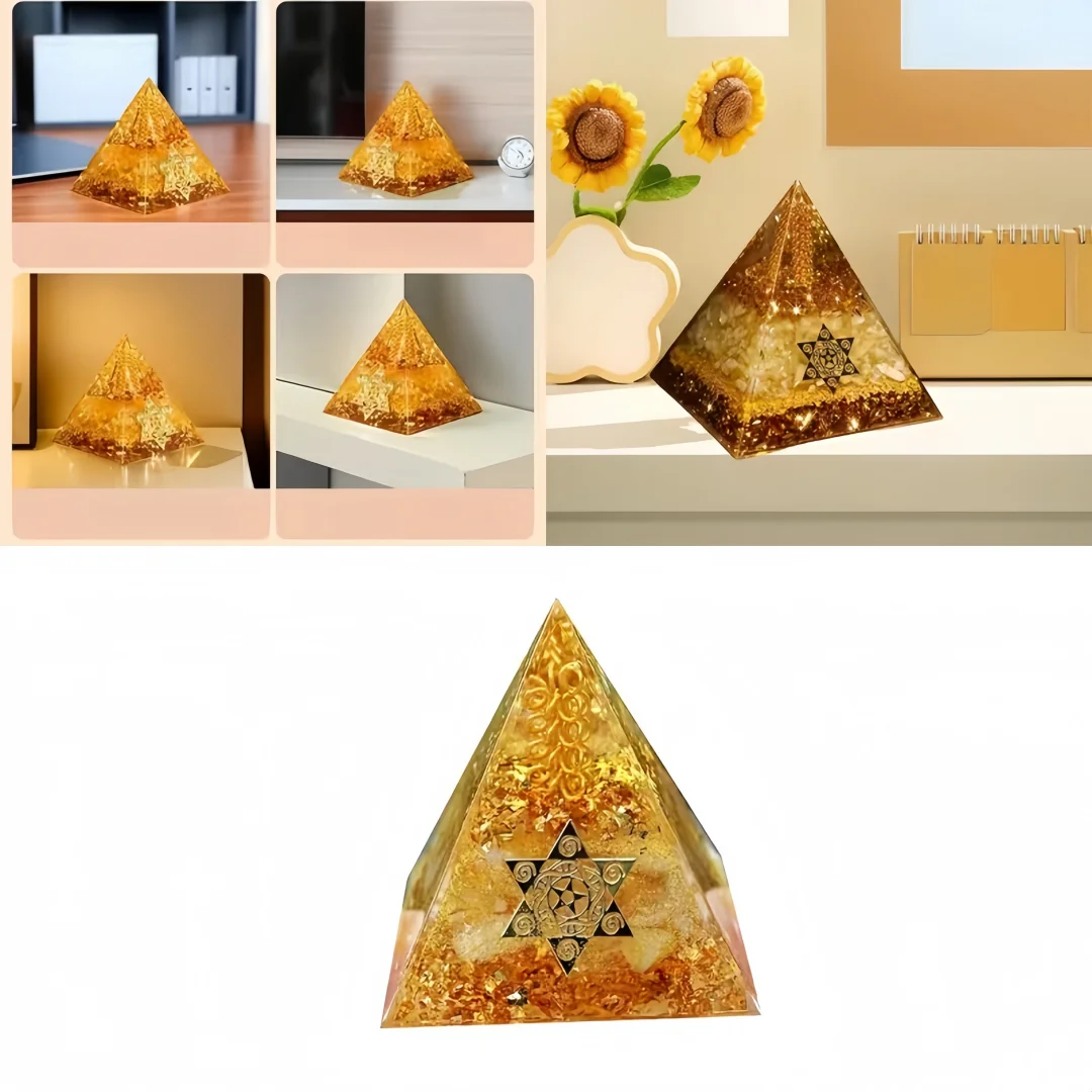 1pc Citrine Wealth Pyramid - Draws in Abundance And Luck, Great for Home And Office Decoration, Excellent Gift for Halloween