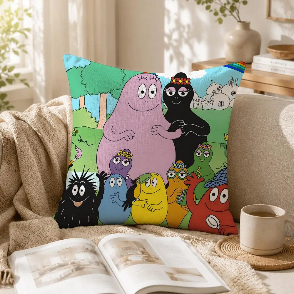 Cute Cartoon B-Barbapapa Cushion Cover Linen Square Pillow Case Naturally Durable Hypoallergenic Gentle On Sensitive Skin