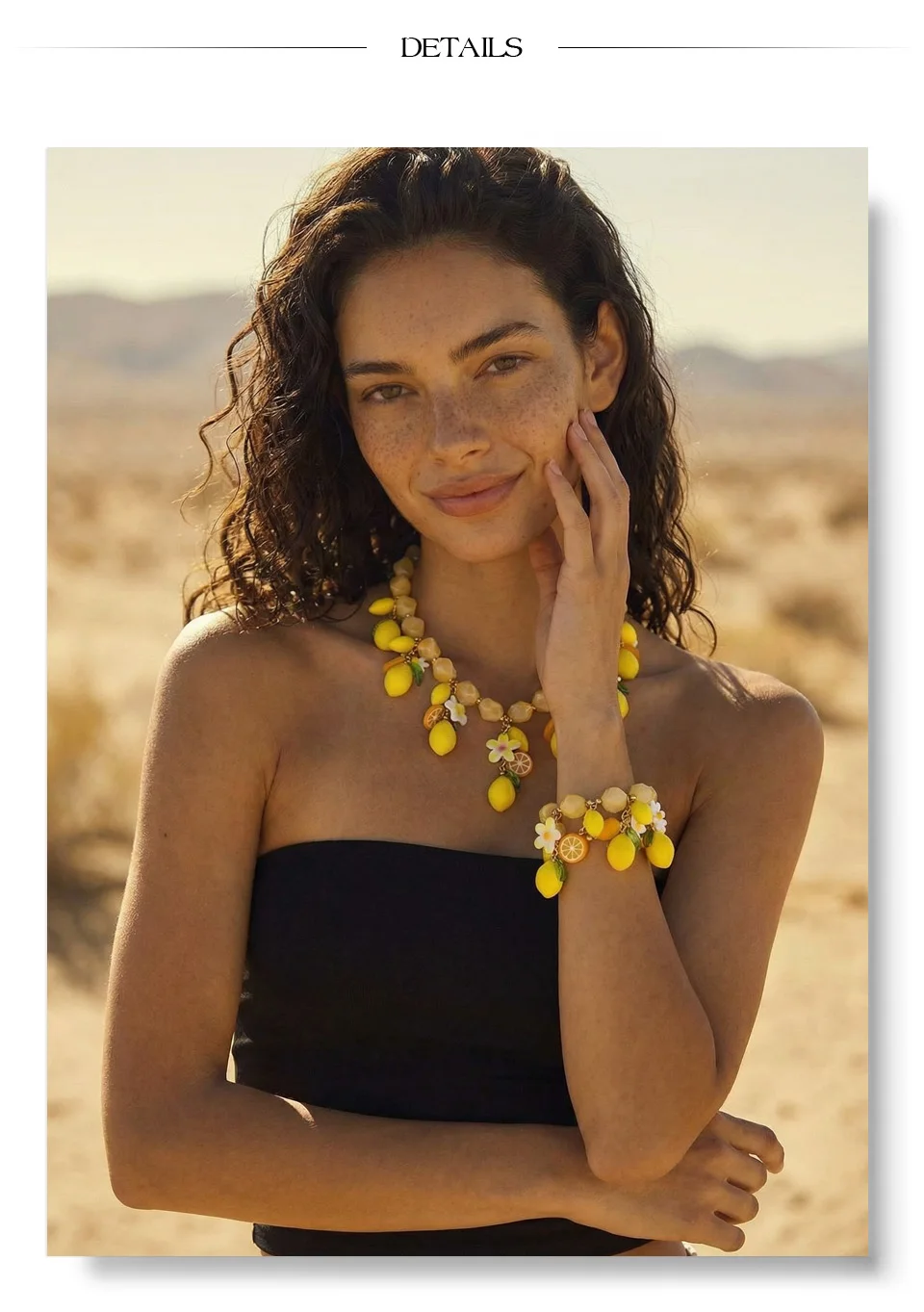 Yhpup Frühling Sommer Stil Zitronen-Charm Statement-Halskette Armband Set 2026 Blumen-Acrylharz-Kette Handgemachter Schmuck – Detail 3