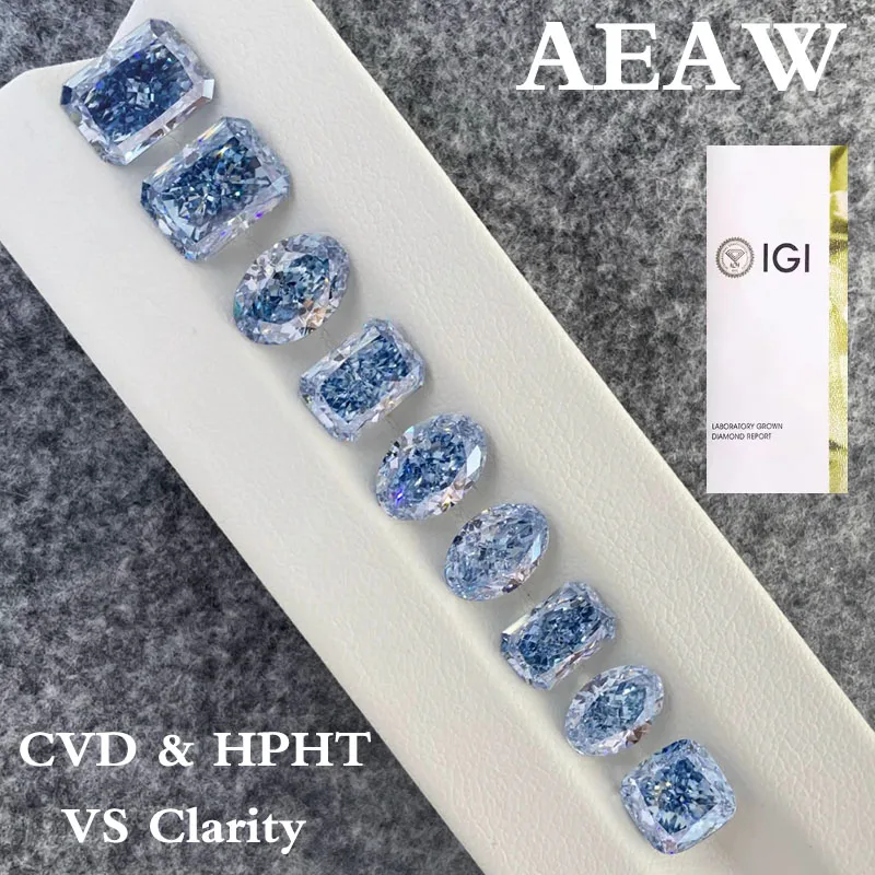 

1-3CT Необычные синие цветные лабораторные выращенные бриллианты с сертификатом IGI HPHT и CVD цвета VS Clarity, выращенные в лаборатории бриллианты
