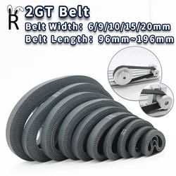 2GT Timing Belt Length 96mm-196mm 2M Belt Width 9mm 10mm 20mm Closed Rubber Belt for 3D Printer Parts 6mm 15mm GT2 Timing Belt