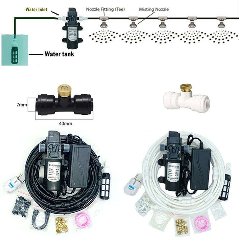 

Garden Water Mist Spray Electric Diaphragm Pump Kit Greenhouse irrigation Outdoor Misting Cooling System 6-18M