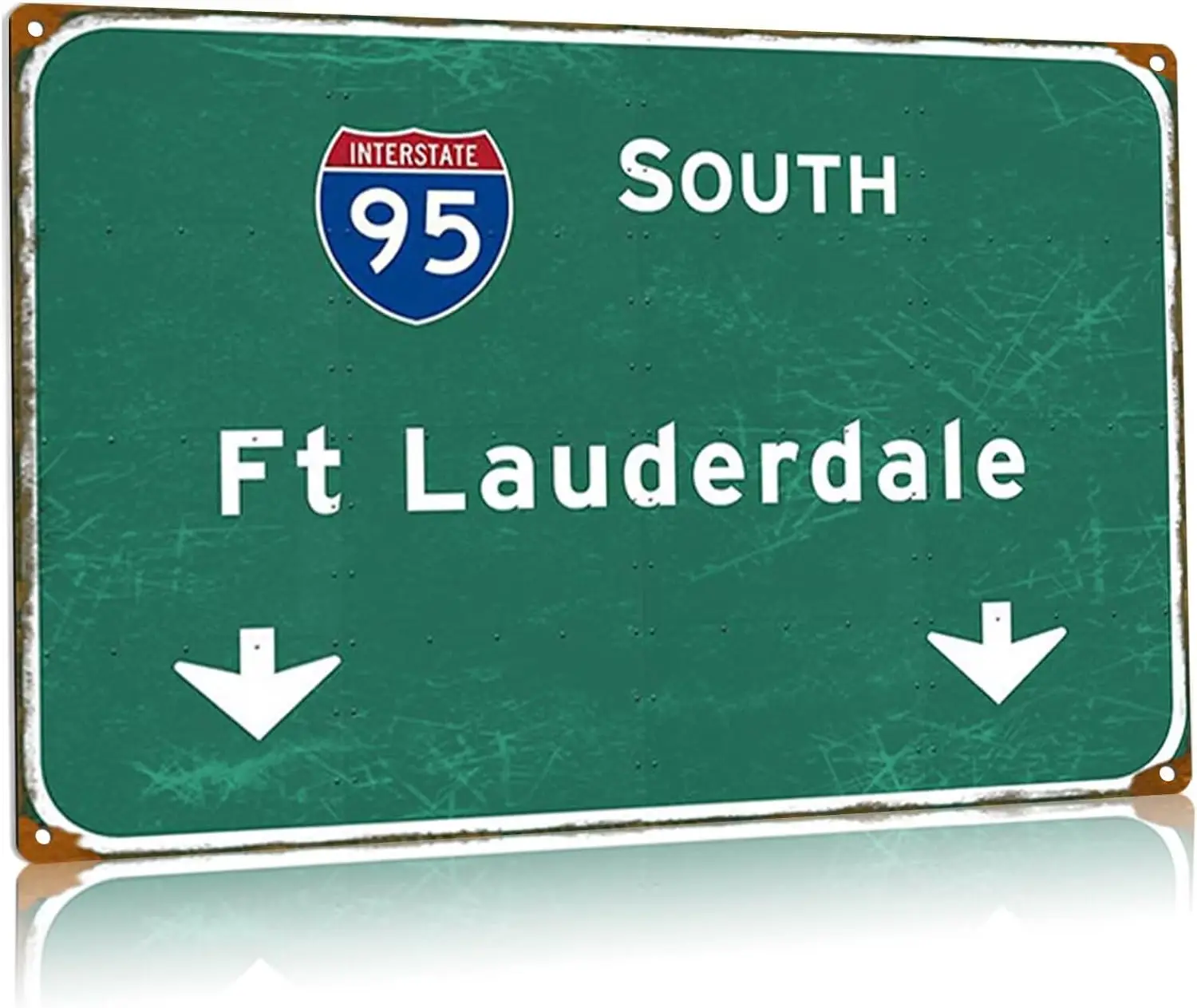 Vintage Metal Tin Sign Ft Lauderdale South Street Freeway Airport Interstate 95 City Country Roads Club Home Garage Wall De