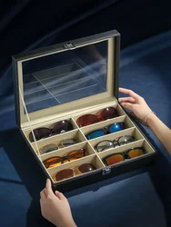 High-End PU Leather Glasses Case Large-Capacity for Men Women Sunglasses Myopia Glasses Jewelry Display Box