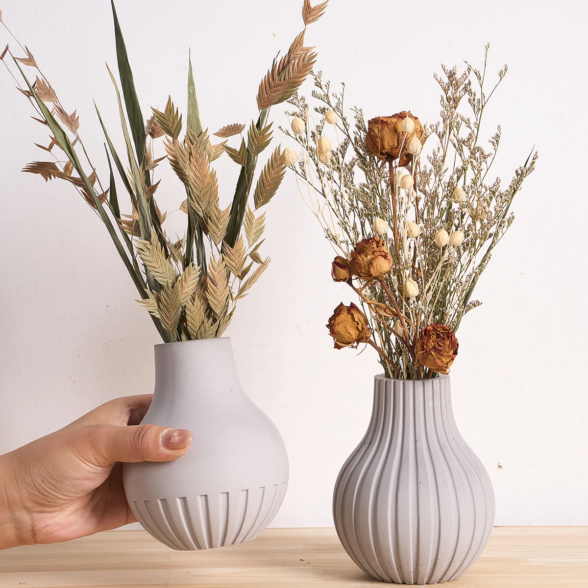 DIY Striped Vase Flower Container Silicone Mold Minimalist Striped Vase Resin Plaster Concrete Craft Ornaments Mold Home Decorat