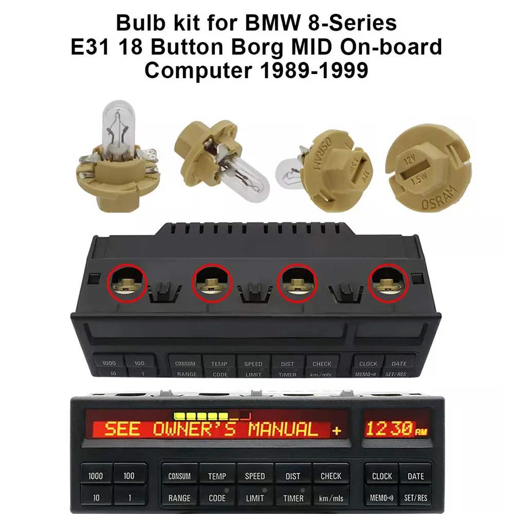 For BMW 8-Series E31 18 Button Borg mid On-Board Computer Bulb Kit - Automotive Interior Lighting Upgrade