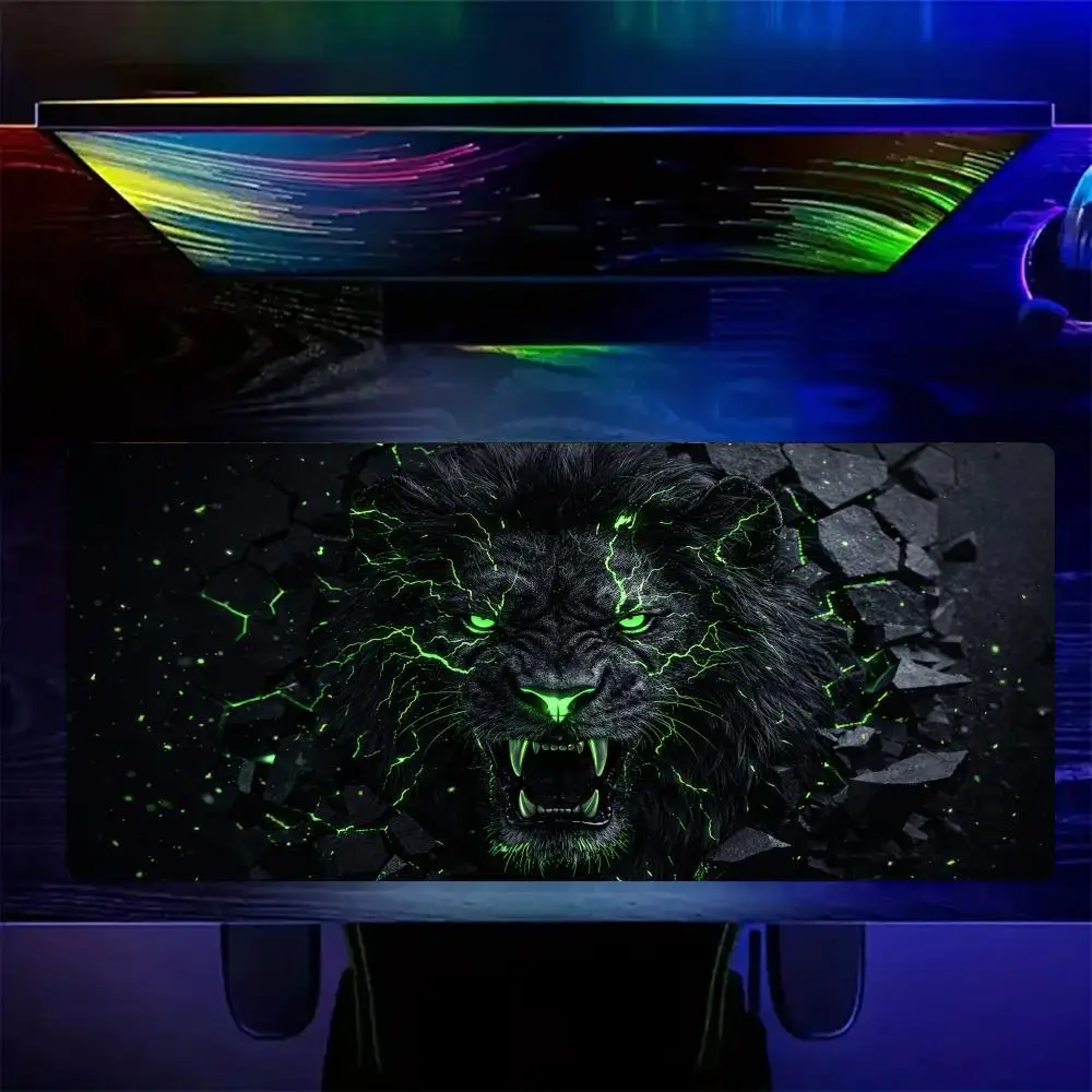 Cyber-style Fierce Lion Design Gaming Mouse Pad Non-Slip Durable Desk Mat Gaming Mats PC Accessories Mousepads Office Carpet