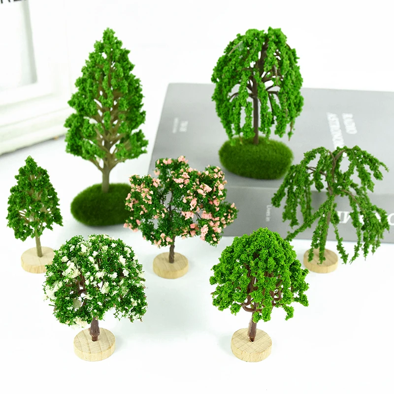 Simulation Mini Tree Model Green Scenery Landscape Sand Table DIY Model Ornament Miniature Miniatures Layout Tree Crafts Decor