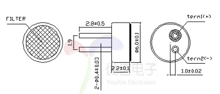 50/20 Stück 6*2,2mm Kapazitive Elektret-Mikrofone mit Hoher Empfangsempfindlichkeit, Elektret-Kondensator 6mmx2,2mm Lautsprechermikrofon für Arduino – Detail 1