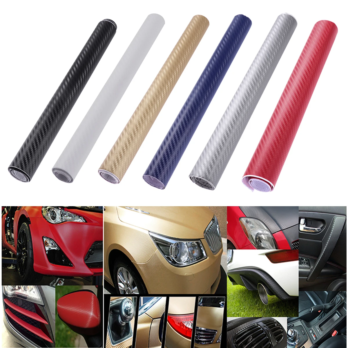 

3D Carbon Fiber Wrap Roll 127X20Cm Black Self-Adhesive Waterproof Sticker For Vehicle Auto Motorcycle Laptop Furniture