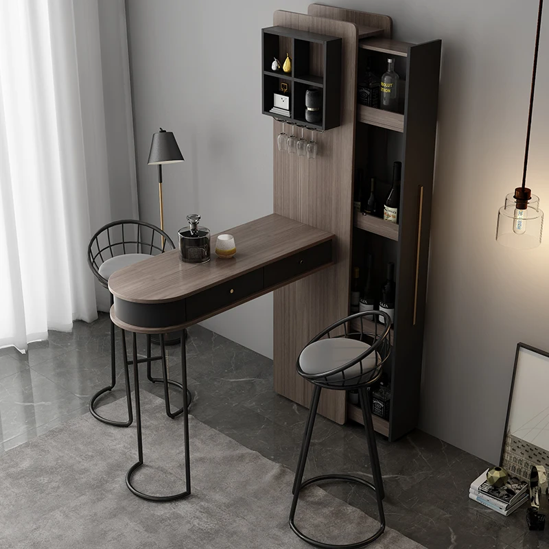 Pqf Retractable Bar Table against the Wall Family Living Room Partition Integrated